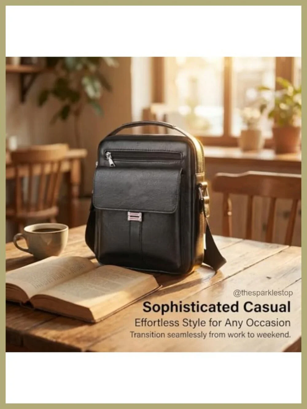 Vintage Faux Leather Crossbody Messenger Bag Men | Adjustable Strap Top Handle
